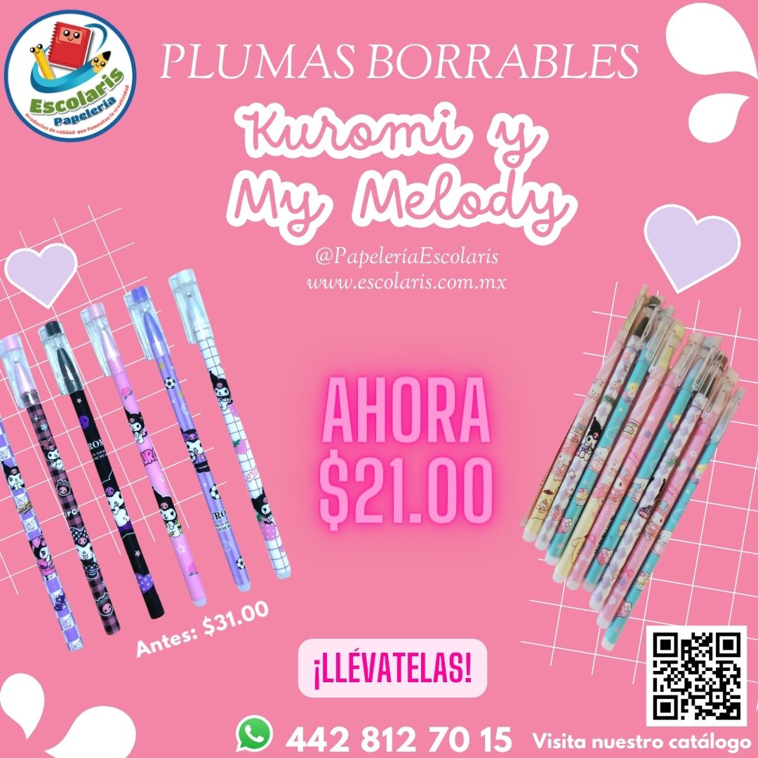 Pluma Kuromi borrable de Gel