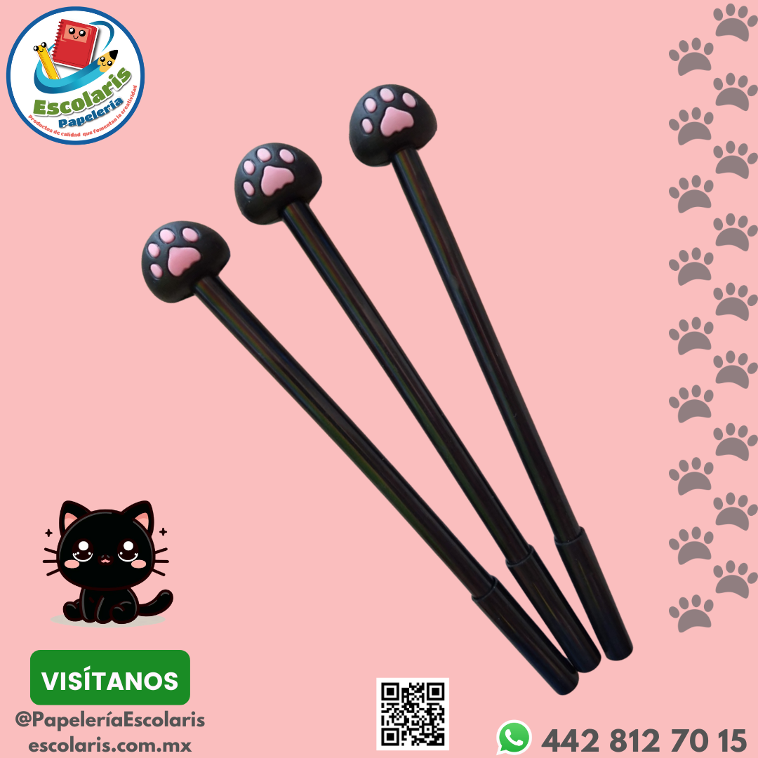 Pluma de Gel Huella de Gato Color Negra
